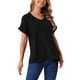 thumbnail image 4 of INSPIRAR CHIC Blusas de Lino para Mujeres, Camisetas de Manga Corta, Ropa Casual Básica de Verano, Blusa Suelta de Color Sólido XL Negra, 4 of 6