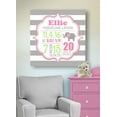thumbnail image 3 of Personalized Canvas Birth Announcement Nursery Decor Gift, Safari Elephant Design, Custom Name, Date, Weight & Length, Unique Boys & Girls Baby Shower Wall Art Presents, Color Gray # 7, Size - 12x12, 3 of 5