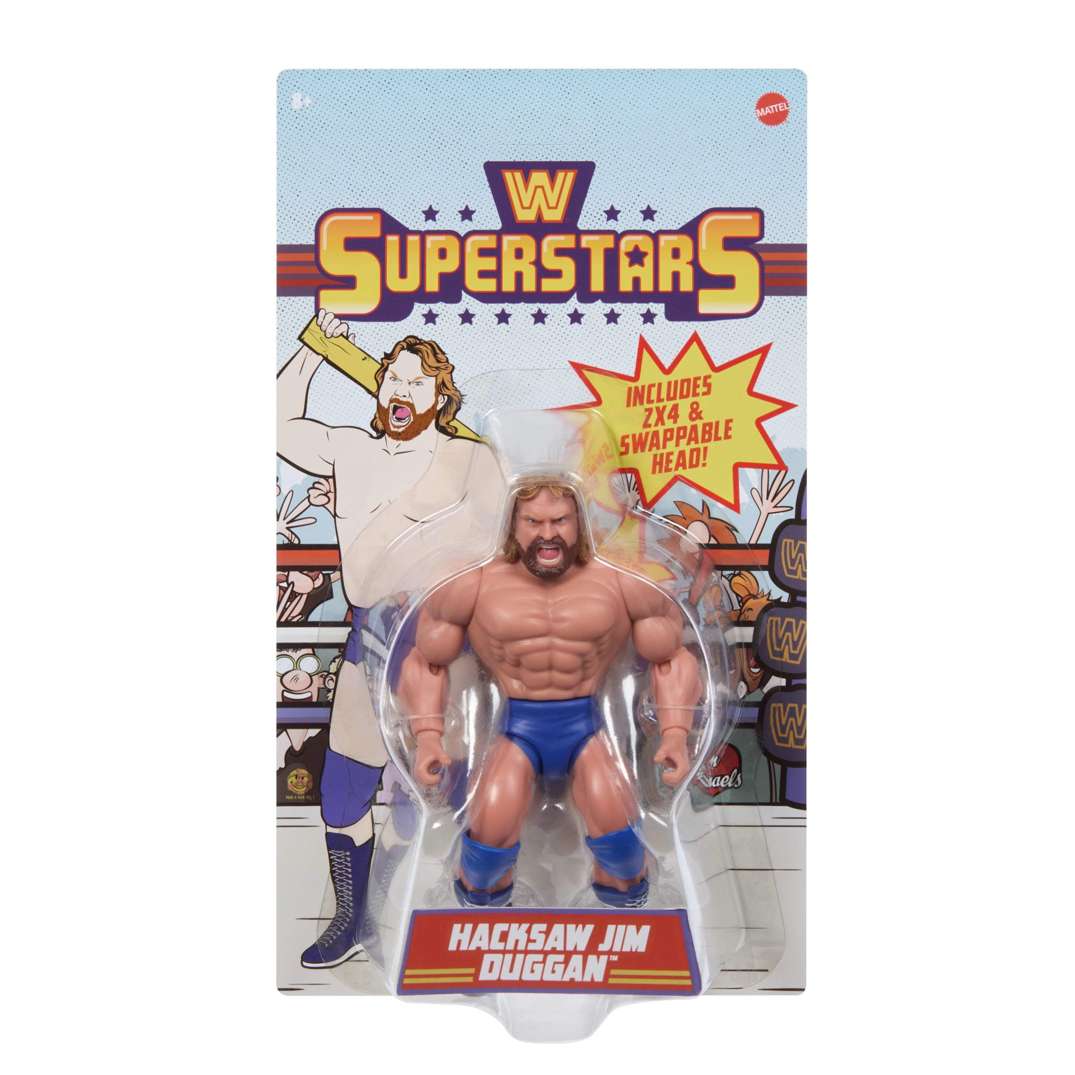 WWE Superstars Hacksaw Jim Duggan Action Figure & Accessories Set, Series 17 Retro 6-inch Collectible