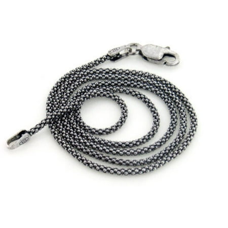 Antique Watch Chain - 2mm Sterling Silver Antiqued Popcorn Chain Necklace