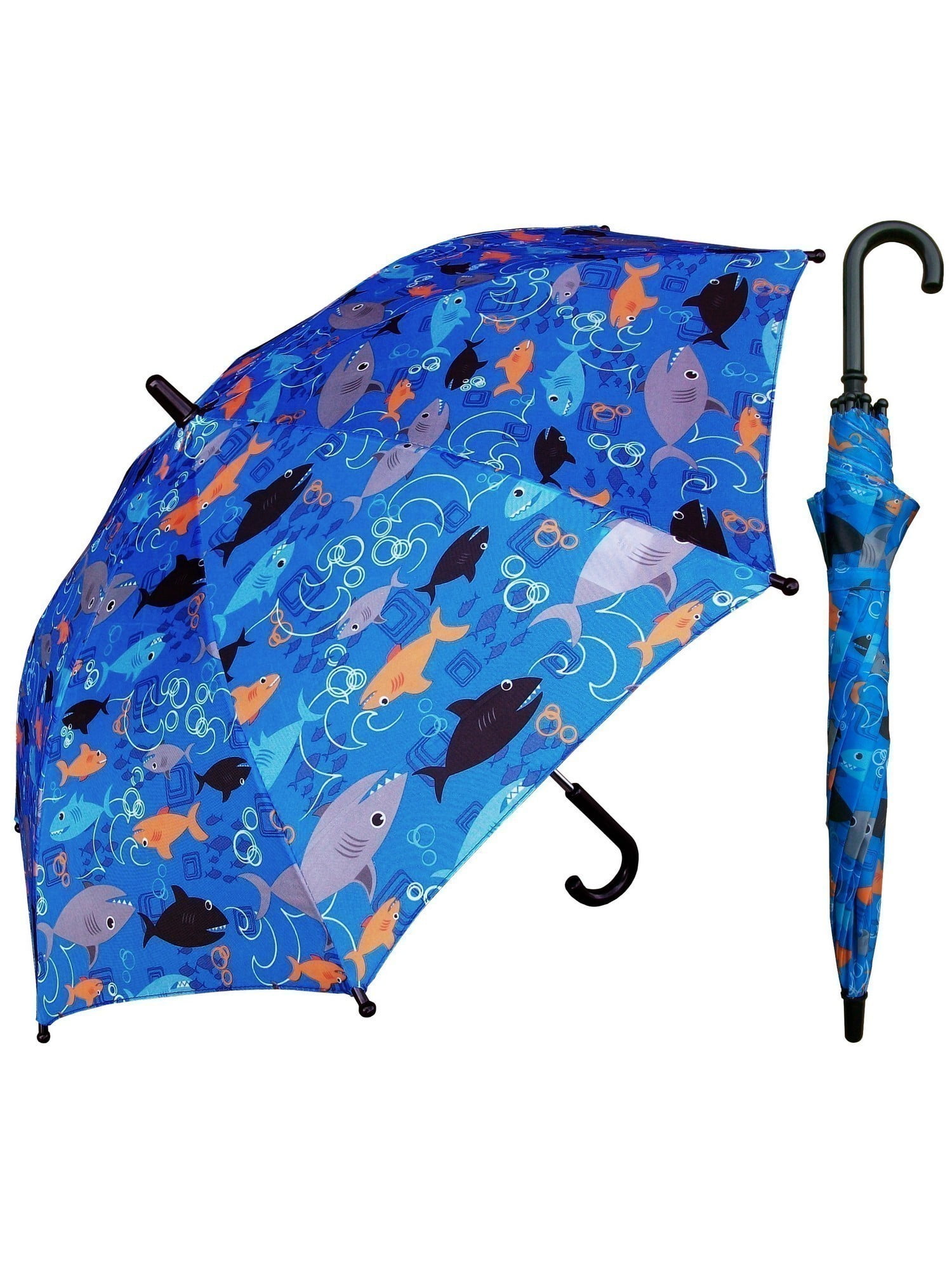 w104chmulshark 32 in. childrens multi shark print umbrella, 3 piece