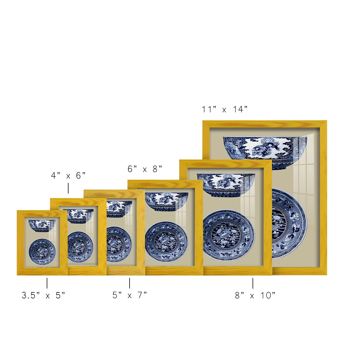 Porcelain in Blue and White I -Framed Print w/glass-Sunflower Yellow