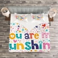 thumbnail image 3 of Ambesonne Cartoon Quilted Bedspread Set 3 Pcs, Words with Heart Shapes, King Size, Multicolor, 3 of 3