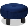 thumbnail image 1 of Jennifer Taylor Home Riley 16" Round Footstool Ottoman Navy Blue Velvet, 1 of 10