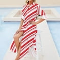 thumbnail image 4 of 2024 Red And White Striped Casual Dress Straight Lines Street Wear Dresses Long Sleeve Cute Lady V Neck Custom Oversize Chiffon Dress, 4 of 7