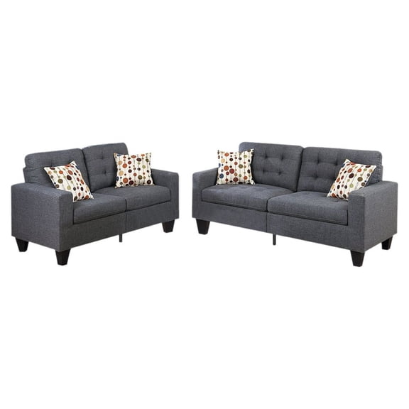 Bobkona Windsor Linen-Like Polyfabric 2-Piece Sofa and Loveseat Set