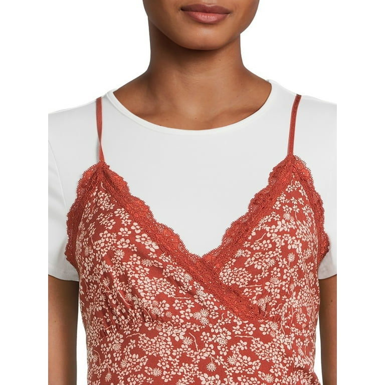 No Boundaries Juniors Lace Trim Midi Dress with T-Shirt Set, 2-Piece