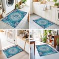 thumbnail image 4 of Entryway Rug 2'x3', Turquoise Boho Flowers Kitchen Runner Rugs Non-Slip Carpet Mats, Retro Ethnic Abstract Floral Art Bedside Rugs Runners Washable Floor Carpet for Bathroom Laundry Room, 4 of 8