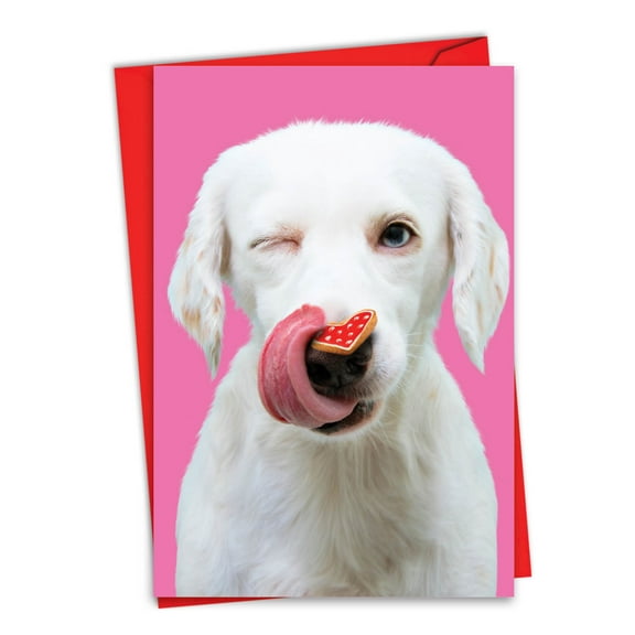 NobleWorks Valentine's Day Greeting Card with 5 x 7 Inch Envelope (1 Card) Heart Dogs C9161CVDG
