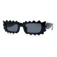 thumbnail image 4 of Fun Shockwave Jolt Shape Narrow Rectangle Bold Retro Fashion Sunglasses All Black, 4 of 8