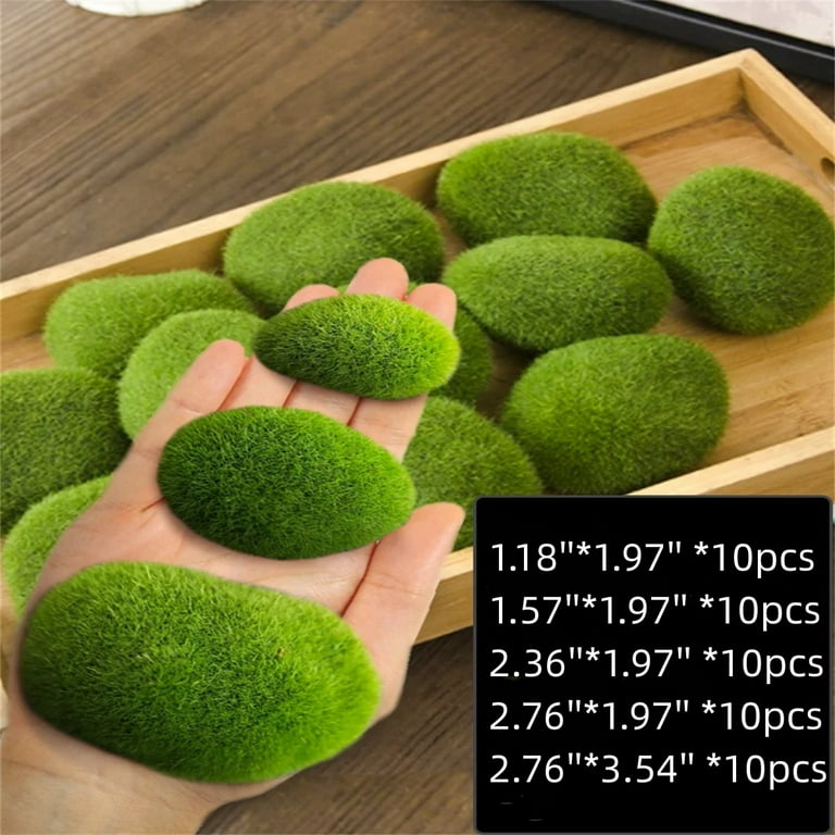 Nikou Moss Stones, Artificial Moss Stone Pietra Artificiale 12Pcs Simulazione Verde Moss Bonsai Garden DIY Landscape Decor
