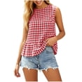 thumbnail image 5 of Karymi Going Out Tops Gingham Sleeveless Peplum Blouse, Casual Round Neck Checkered Tank Top with Keyhole Back, Summer Ruffle Hem Shirt Shirts for Women, 5 of 7