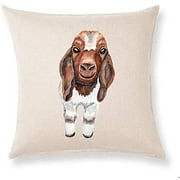 Bonnie Jeans Homestead Prints Farmhouse Throw Pillow - Goat Pillow Cover - Farm Animal Decor - Home Decor (Oatmeal, 18x18) Cotton Linen Couch Throw Home Decorations