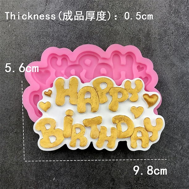 Molde de silicona 3d con letras de feliz cumpleaños y números para gelatina de hielo, molde de Chocolate, herramienta de decoración de pasteles de cumpleaños, horno de vapor disponible A6169