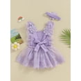 thumbnail image 6 of nvzhuang Baby Girls Romper, Summer Sleeveless Lace Casual Party Street Bodysuit Tops + Head Band, 6 of 9