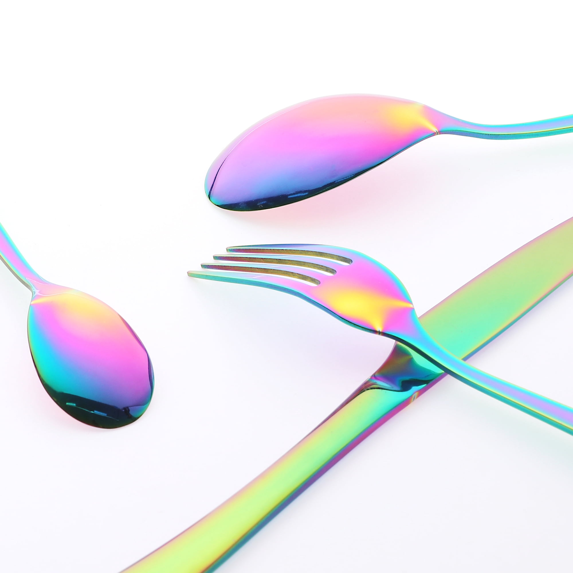 Unique Bargains 4 Pcs Stainless Steel Silverware Set with Serving Utensils Colorful