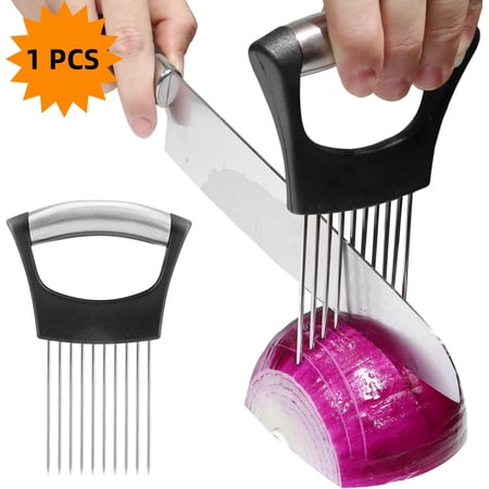 LQQBOX Stainless Steel Onion Holder for Slicing, Onion Slicer Holder, Onion Cutter for Slicing of Onions, Tomatoes, Avocados, Eggs and Other Vegetables, KItchen Utensils