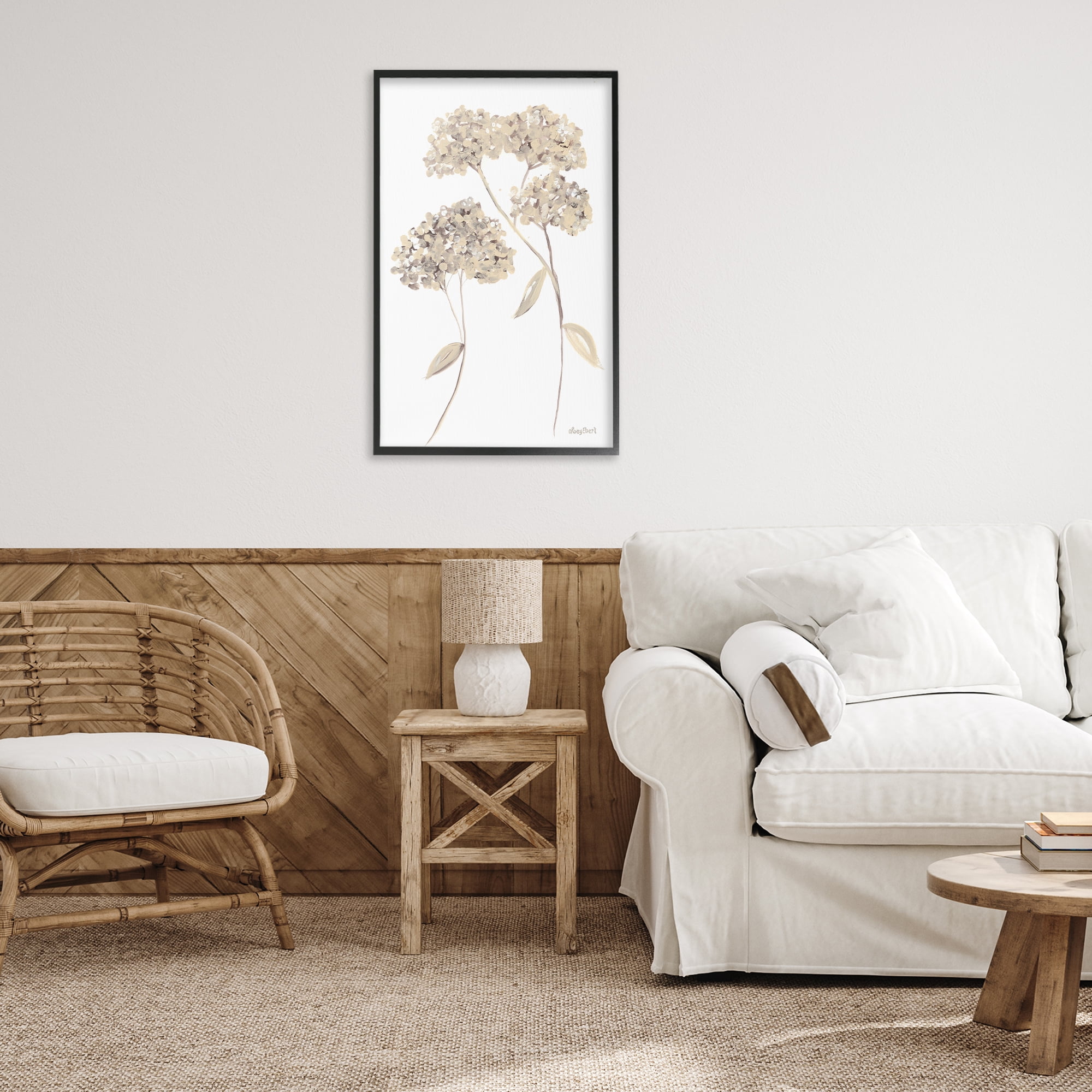Stupell Industries Soft Geranium Florets Botanical & Floral Painting Black Framed Art Print Wall Art, 20 x 30