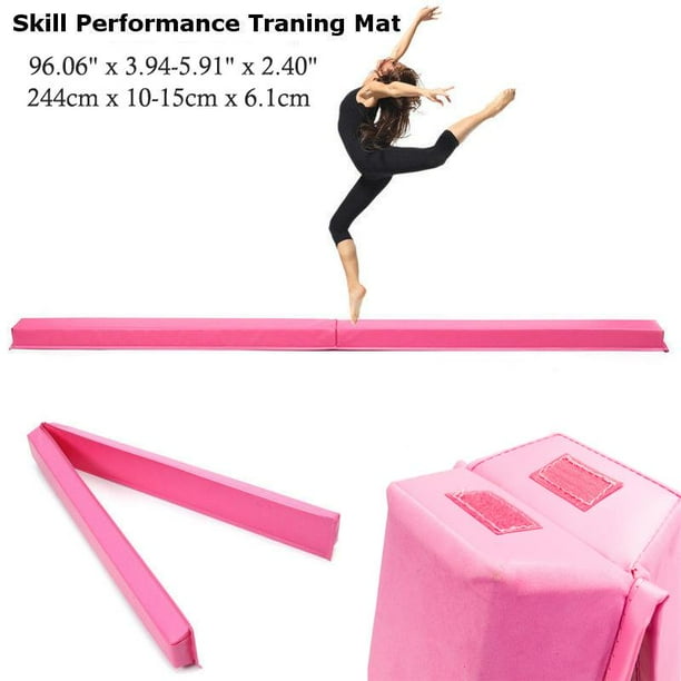 Ktaxon 8ft Floor Balance Beam, Folding Sectional Gymnastics Beam, Pink