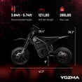 thumbnail image 4 of Yozma IN10 2600W Electric Dirt Bike, 40 MPH, 48V 23.4Ah, 53-Mile Range, Lock + Phone Holder + Fan Bundle, Black, 4 of 10