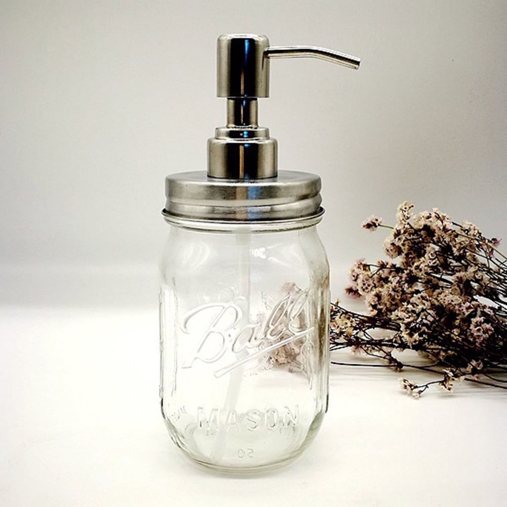 DGROEE 480ml Mason Jar Soap Dispensers Rustproof Stainless Steel Lid