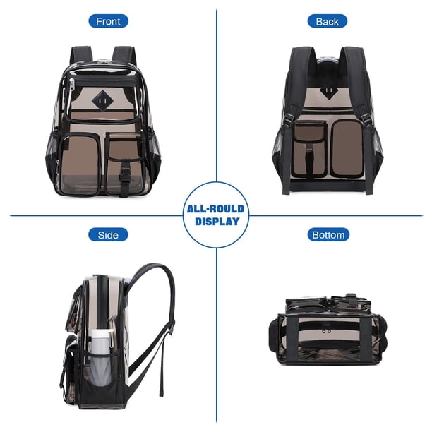 Mochila Transparente Resistente Para Adultos Y Hombres, Trabajo Con Correas Reforzadas, Bolsa
