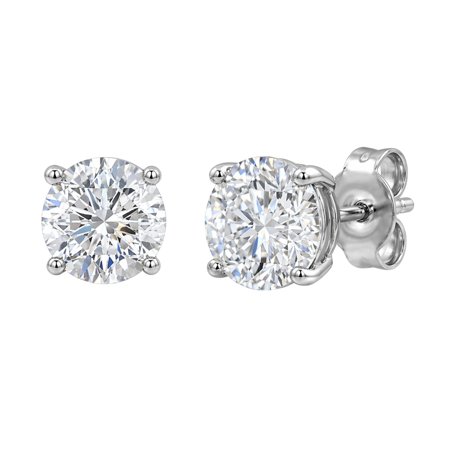 Diamonair Lab-Grown Diamond Stud Earrings for Women | Sterling Silver | Round Cut | Prong Set, Push Back | F Color, VS+ | 0.25 Total Carat Weight | Anniversary, Wedding, Birthday Gift