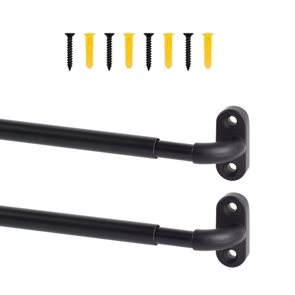 Barra de cortina TYRON con banda atornillada ajustable de 45 a 75 cm, 2 unidades, color negro