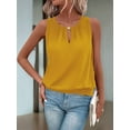 thumbnail image 5 of Tank Top for Women Keyhole V Neck Sleeveless Summer Casual Loose Fit Business Cute Floral Basic Shirt Blouse Yellow M, 5 of 6