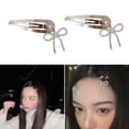 thumbnail image 3 of ROCKROK Silver Hair Accessory adorned with Zircon Bowknot Simple Hairpin Barrette Charm, 3 of 13