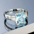 thumbnail image 3 of Light Blue Princess Cut AAA CZ Wedding Band 925 Silver Engagament Ring Size 6-10, 3 of 5