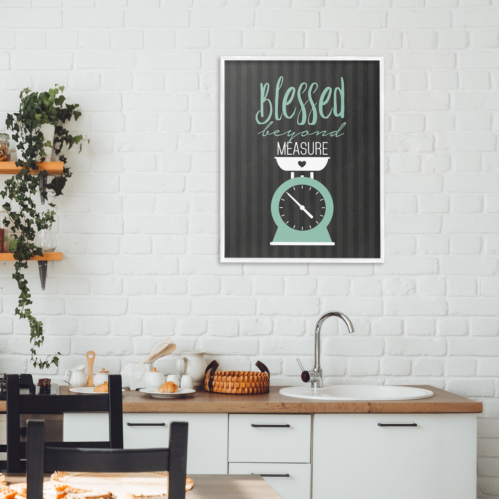Blessed Beyond Measure Scale White Framed Giclee Art, design by Lettered and Lined