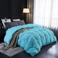 thumbnail image 4 of Aqua All Season Down Pin-Tuck Comforter- Grand King Size 106 x 106 Inches 1 pc Pinch Pleated Comforter 600 GSM & 4-Corner Tab's 100% Egyptian Cotton- Aqua Solid, 4 of 15