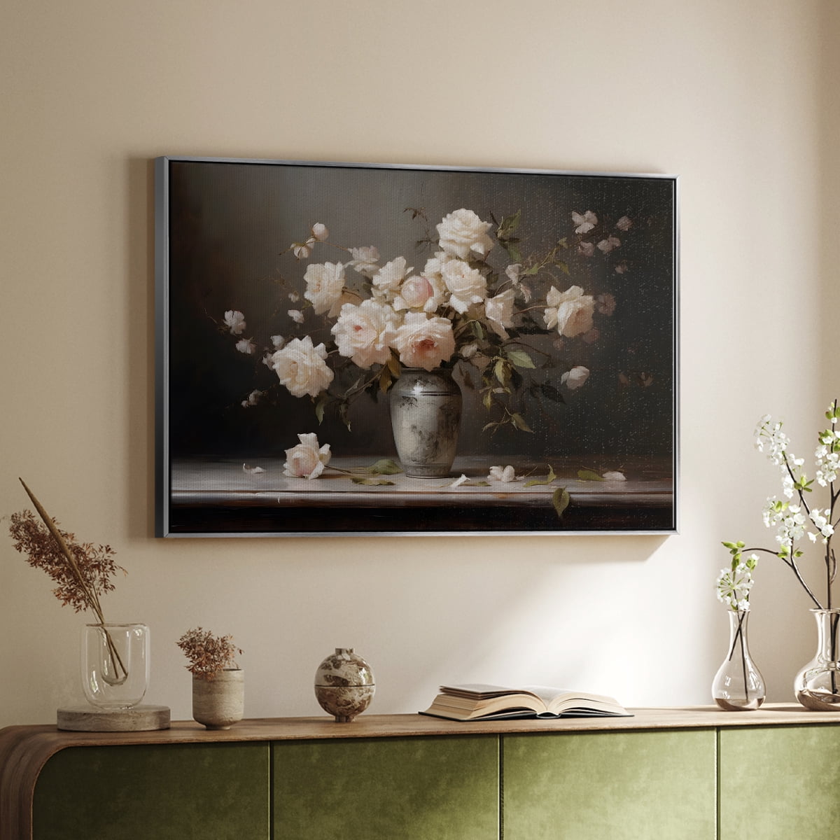 Vintage Botanical Print-LXII By Wexford Home Framed in Silver Wood Gallery Wrapped Canvas 27 in. x 41 in.