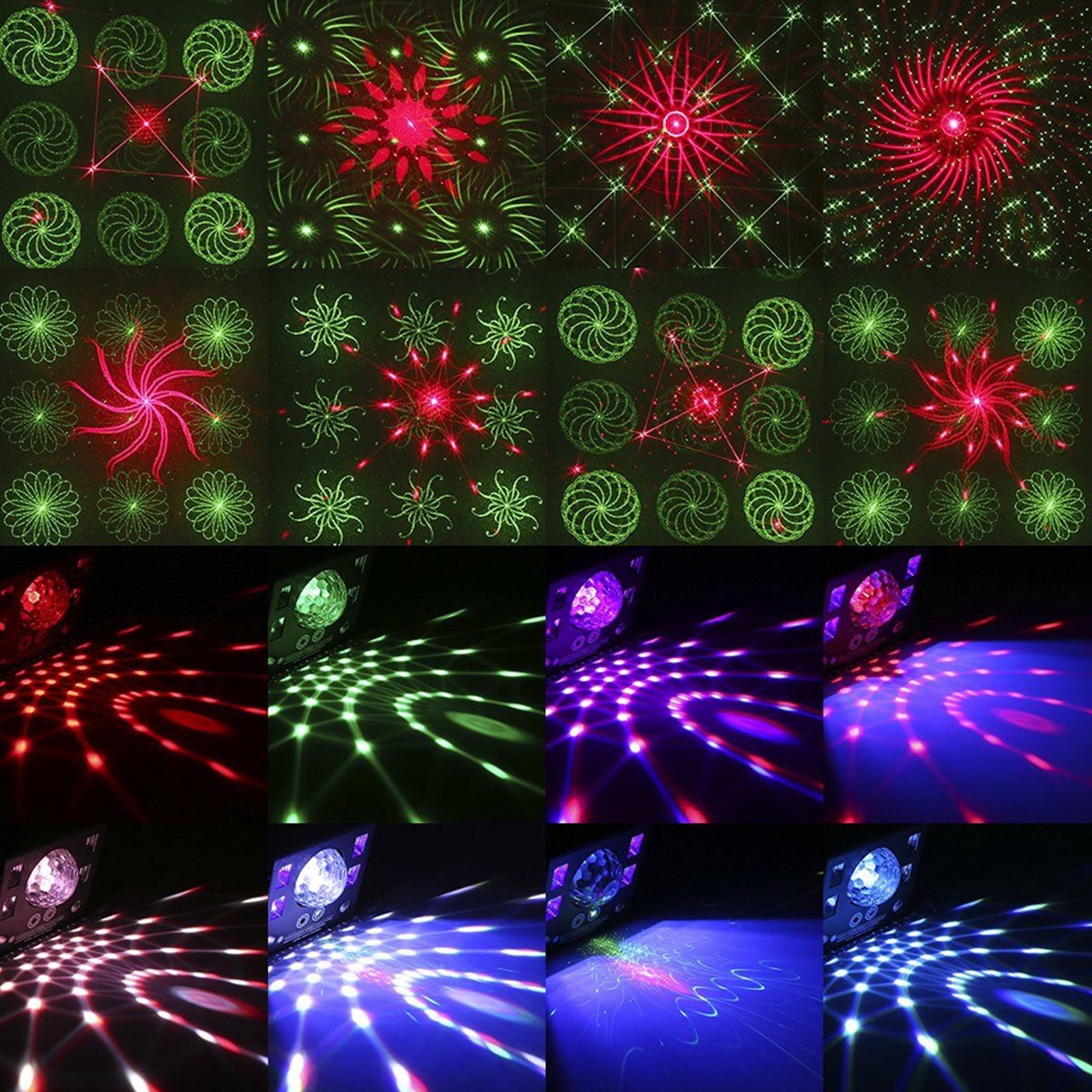Miumaeov DJ Stage Light LED 4 in 1 Mixed Lighting Effect Strobe Ball Light Fixtures with Remote Comtrol