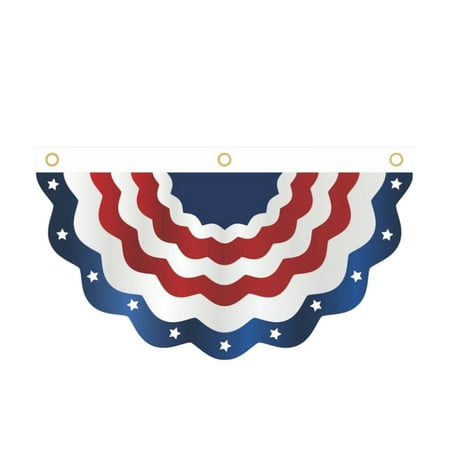 Independence Day Fan-Shaped Star and Stripe Flag Polyester Printed Yard Hanging Flag Suitable for Indoor and Outdoor Use with Canvas Header and Metal Eyelets for Easy Display