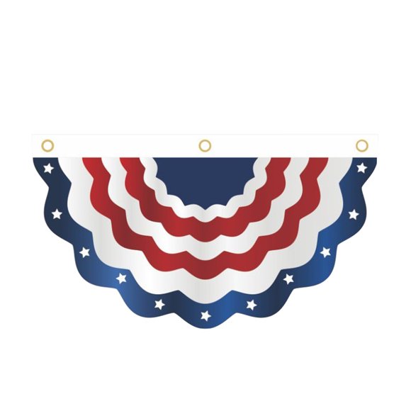Fences for Yard,Independence Day Scalloped Flag Yard Fence Hanging, Star Stripe Print with Canvas Header Eyelets for Indoor Outdoor