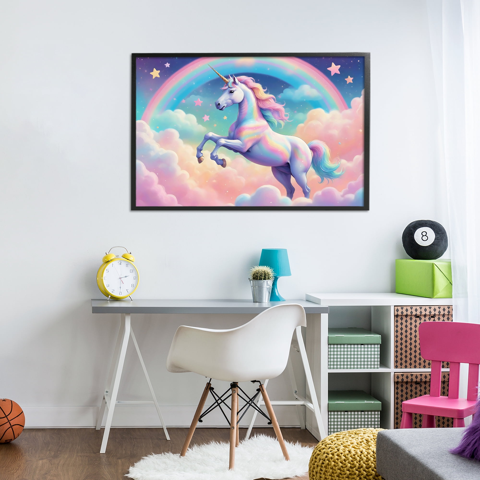 Stupell Industries Colorful Galaxy Unicorn Black Framed Giclee Art, design by Creative Studio