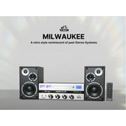 VICTOR Milwaukee 50 Watt Desktop Bluetooth Stereo System with CD Player, FM Radio, Functioning VU Meters, Wireless Remote Control and Detached Stereo Speakers, Silver (VDTS-4450-SL)