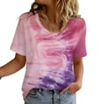 thumbnail image 2 of Sexlip Womens Purple Ombre Tie Dye Blouse Crew Neck Design Soft Fabric Relaxed Silhouette for Everyday Wear Pink M, 2 of 9