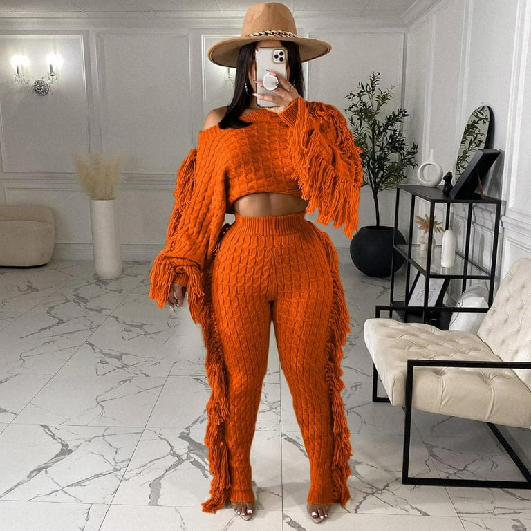 Orange sweater set discount