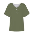 thumbnail image 2 of Gibobby Camiseta de Manga Corta con Cuello en V Mujer Verano Casual Hueco Manga corta Cuello en V Botón Manga corta Camiseta Estampado Top(AG,M), 2 of 4