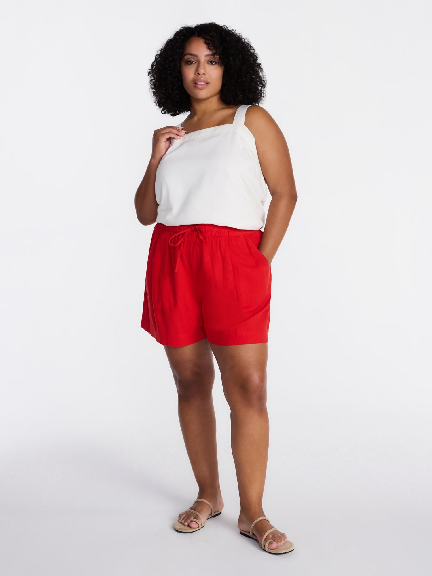 Time and Tru Women's Linen Blend Shorts, Sizes XS-XXXL