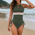 thumbnail image 6 of Gubotare Womens Swimsuit Women's Ribbed Tummy Control One Piece Swimsuit Bathing Suit Scoop Neck High Waisted Swimwear (Green,XL), 6 of 9
