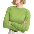 thumbnail image 2 of Green Hoodies for Women'S Autumn and Winter Round Neck Stripe Bottoming Shirt Fashion Versatile Sweater Solid Soft Sweater Fall Tops for Women 2025, 2 of 5