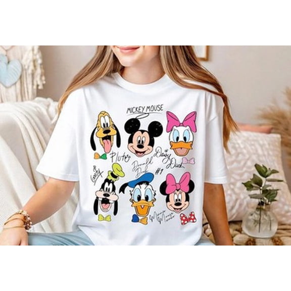 Mickey And Friends Faces Mickey T-shirt Classic Disney Cartoon Tee Unisex S-5XL