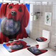 thumbnail image 1 of Clifford El gran perro rojo-theme 4-Piece Shower Curtain Set with Rugs, Waterproof Bathroom Decor Set Includes Bath Mat, U-Shaped Rug, Toilet Lid Cover and Curtain with Hooks, 1 of 6