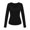 Black, variant on V-Neck Shirts for Women, Fall Long Sleeve with Thumb Holes Brushed Cozy Slim Thermal Base Layer Tops, White Large