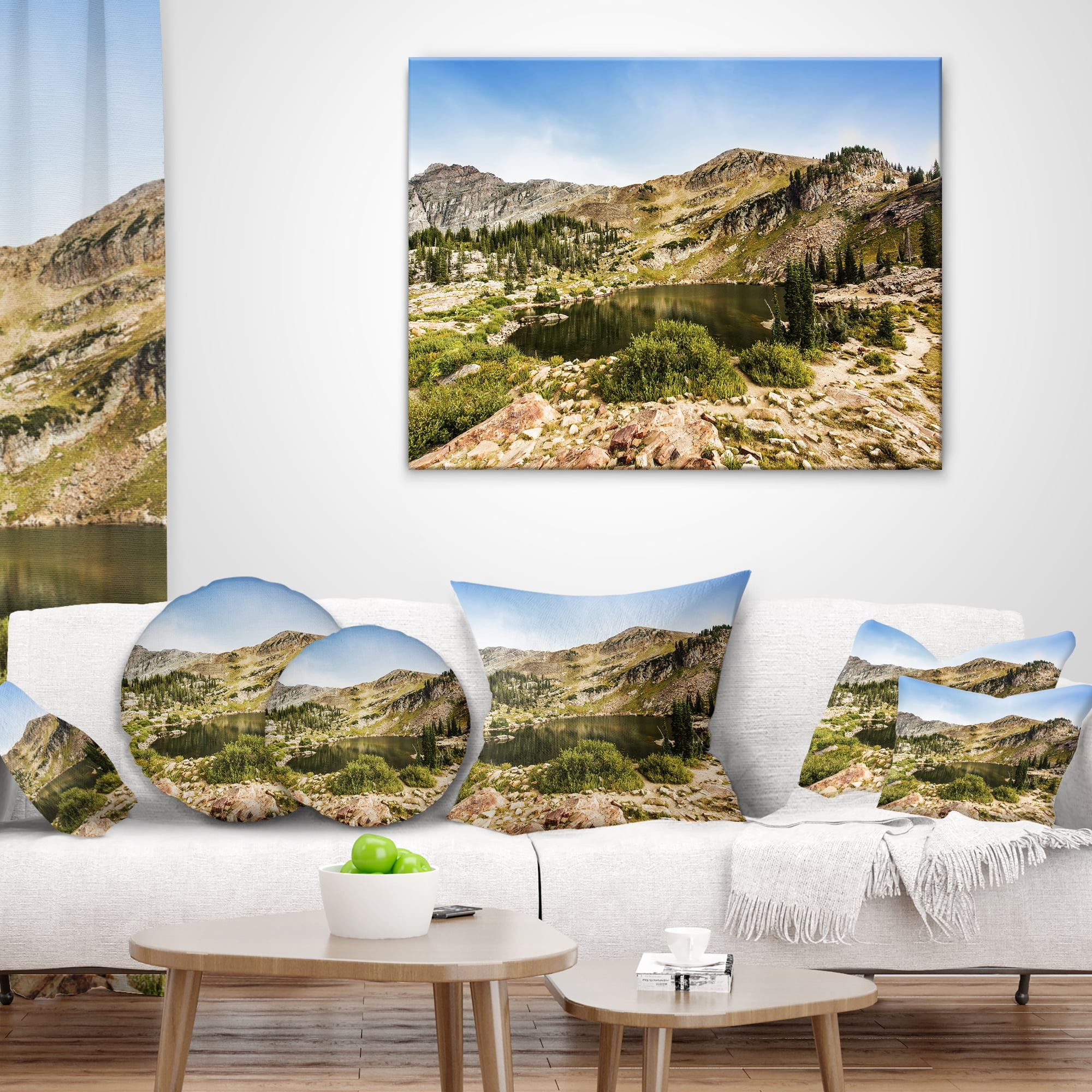 Designart Secret Lake at Albion Basin - Landscape Photography Throw Pillow - 16x16