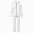 thumbnail image 3 of Women 2 Piece Outfits Sweatsuit Full Zip Hooded Sweatshirt Jacket Jogger Pants Casual Loose Tracksuit Set with Pockets for Workout Jogging Daily Street Going‑out Wear White XL, 3 of 9